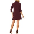 thumbnail image 3 of INSPIRE CHIC Women's Knit Dress 3/4 Sleeve Loose Turtleneck Pullover Sweater Fall Winter Mini Dress with Pockets XL Wine Red, 3 of 6