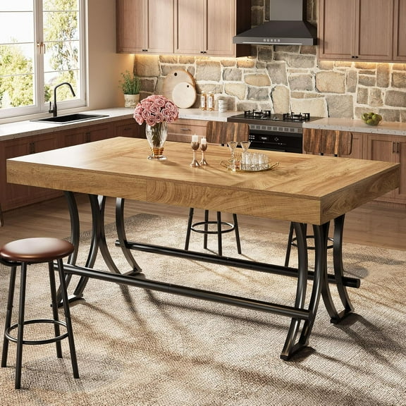 63" Counter Height Bar Table with Metal Footres for Entertaining