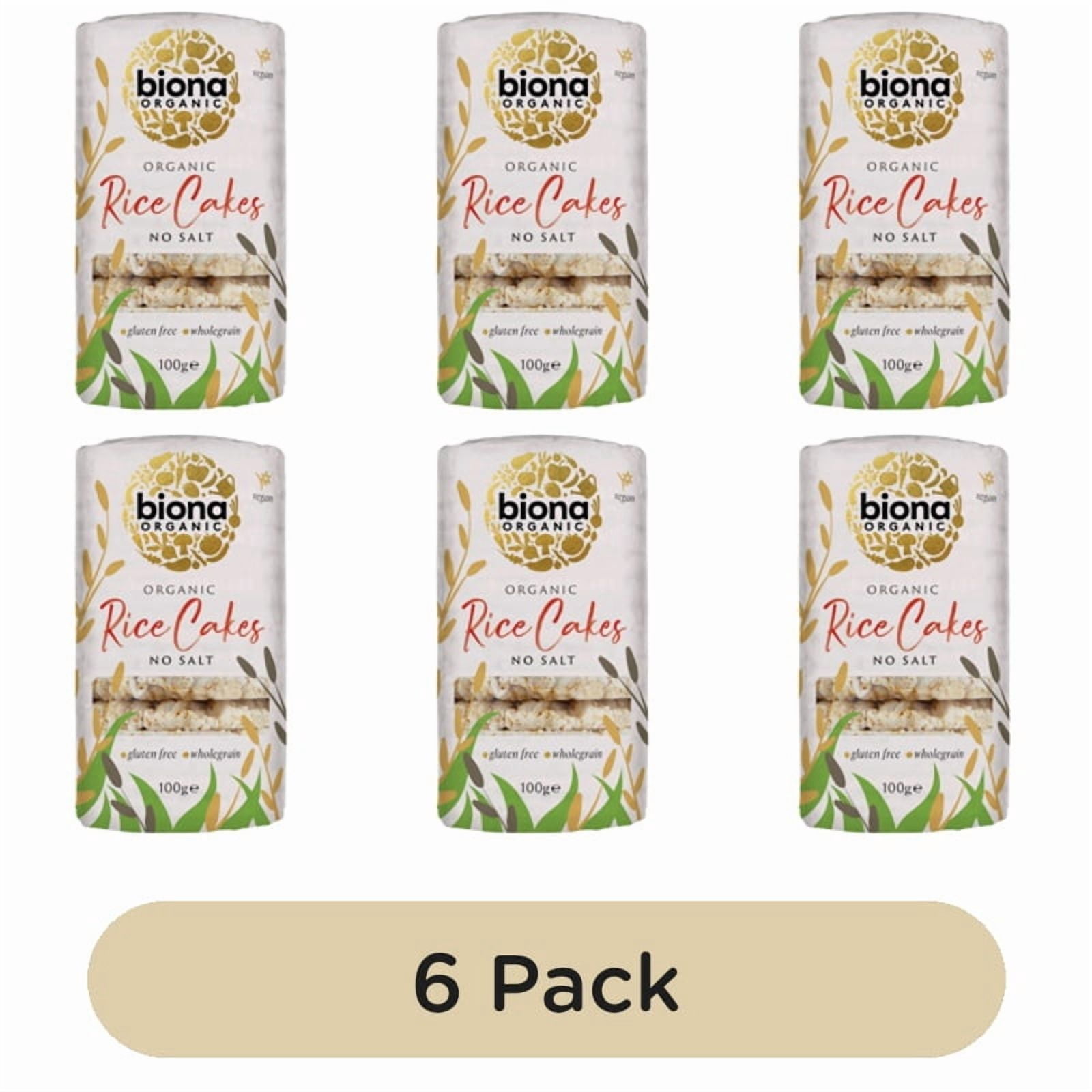 Biona Organic Rice Cakes No Salt 100g, British Import (Pack of 6)
