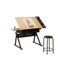thumbnail image 5 of Adjustable Drawing Drafting Table Desk with 2 Drawers for Home Office Studio with Stool, Tiltable Desktop Height Adjustable Art Desk, Maple, 5 of 11