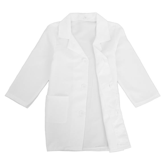 Bata de laboratorio blanca de manga larga para niños y niñas, ideal para experimentos científicos.