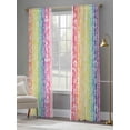 thumbnail image 4 of Dandelion Sheer Curtains 96 Inch Length 2 Panels Set Window Treatments, Rainbow Stripes Modern Minimalist Flowers Rod Pocket Semi Curtains for Living Room/Bedroom/Kitchen Décor, 104"W x 96"L, 4 of 7