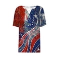 thumbnail image 4 of Feancey American Flag Graphic Tees for Women 4th of July Trendy Print Tops Summer Short Sleeve V Neck Henley Shirts Casual Loose Memorial Day T-Shirts,Multicolor,3XL, 4 of 5