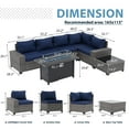 thumbnail image 5 of JOIVI 7 Pieces Wicker Patio Furniture Set 5-Seat Outdoor Conversation Set with 45-Inch Fire Pit Table, 8'' Wide Armrest Modular Rattan Outdoor Sectional Sofa Set, Navy Blue, 5 of 14