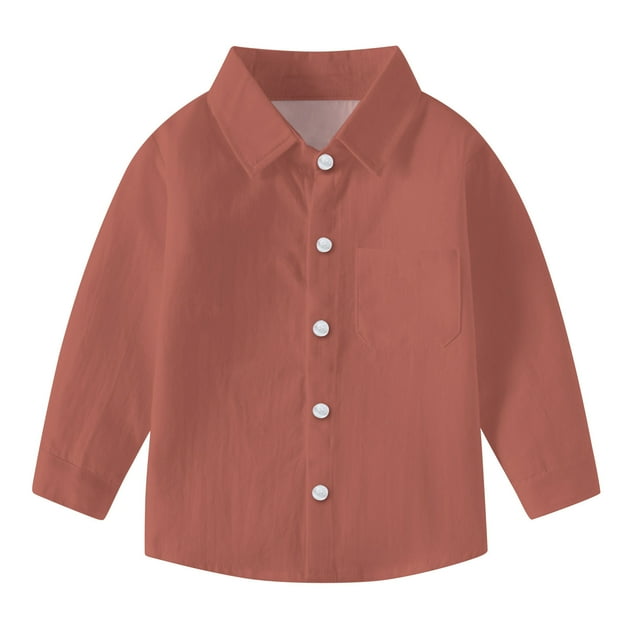 vdgthytj Toddler Baby Boys Girls Button down Shirts Kids Collared Long Sleeve Uniform Dress Shirt Tops Spring Fall Clothes