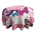 thumbnail image 4 of Pink Butterfly Flower Pattern Round Tablecloth 60"x60",Wrinkle Wipeable Table Cloth for Kitchen Dining Room Picnic Patio Party, 4 of 6