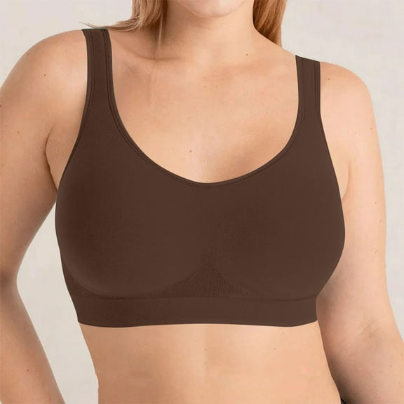 Fznquz Comfort Plus Size Bras for Women Push Up Breathable Full Coverage No Wire Brown Seamless Ladies Bras