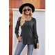 thumbnail image 5 of Blusas de Otoño para Mujer, Cuello Cuadrado Suave, Larga Tipo Farol, Botones Decorativos, Abertura Lateral, Suéter, Túnica, Camisa Gris Oscuro L, 5 of 8