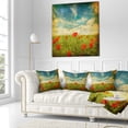 thumbnail image 3 of Designart Sky Background with Red Poppies - Floral Throw Pillow - 18x18, 3 of 5