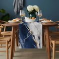 thumbnail image 2 of Marble Navy Blue Table Runner - 120 Inch Long, Kitchen Dining Table Runner Dresser Scarves, Abstract Gold White Brick Stone Motif Farmhouse Decor for Coffee Tables Wedding Party Banquet, 2 of 8