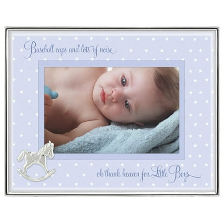 Metal Shadow Box Malden International Designs Baby Sentiments Boy Blue Mat With Silver Horse Attachment Metal Shadowbox Picture Frame, 4x6, Silver ()