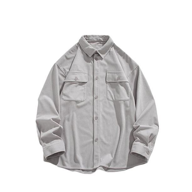 Blusa y camisa de manga larga con cuello vuelto para hombre, blusa informal de moda con cuello vuelto y botones, blusa de manga larga para hombre