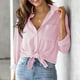 thumbnail image 1 of Camisa De Manga Larga Blusas de mujer Camisa con botones Vertical Raya Traje de trabajo de oficina (Rosa M) Kuymtek para Mujer Rosa T XL, 1 of 6