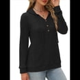 thumbnail image 2 of Sudadera con Capucha de Moda para Mujer, de Larga y Cuello en V, Informal, para Otoño e Invierno. Negro L, 2 of 6