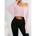 thumbnail image 4 of Womens Casual Solid Color Batwing Sleeve T-Shirt Cropped Summer Blouse For Women, 4 of 5