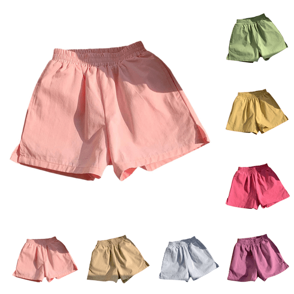 Liyamei Kids Solid Color Shorts with Elastic Waist for Summer Play Size 0-7,Green