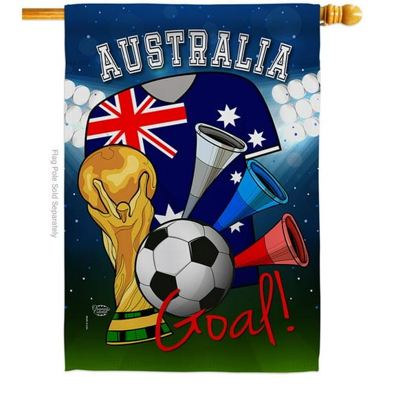 World Cup Australia Soccer Sports 28 x 40 in. Double-Sided Decorative Vertical House Flags for Decoration Banner Garden Yard Gift