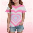 thumbnail image 4 of Quealent Girls Tie T Shirts Toddler Hearted Print Short Sleeve Round Neck Tops Summer Casual Fashion Streetwear T-Shirts (Pink, 10-11 Years), 4 of 5