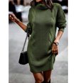 thumbnail image 4 of Lilgiuy Women Casual Solid Pullover Long Sleeve Round-Neck Sweater Dress Green Fall Dresses for 2022 Spring Winter, 4 of 5