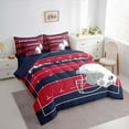 thumbnail image 4 of Feelyou Rugby Sport Player Twin Bedding Sets 7-Piece for Teens, Red Navy Cartoon Bedding Comforter Set, Football Soccer Theme Reversible Sheet Sets, Luxury Bedroom Decor, 4 of 8