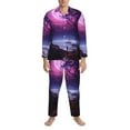 Zufioo Purple Moon Tree Night Sky Mens Pajamas Set, Mens LongSleeved