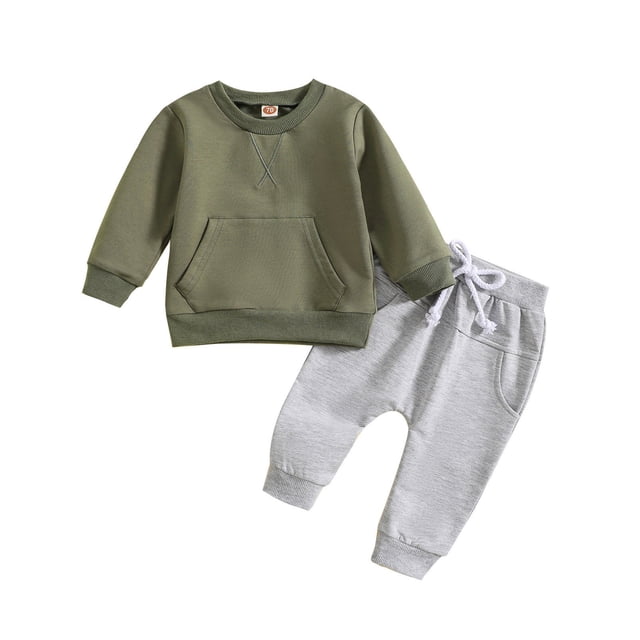 Gibobby Conjunto de leggings para bebés y niñas Conjunto de 2 uds de camisa y pantalones sólidos de manga larga para niños y niñas de recién nacidos(GN1,6-12 Months)
