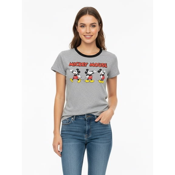 Disney Mickey Mouse Women's Graphic Ringer Tee, Sizes XXS-XXL