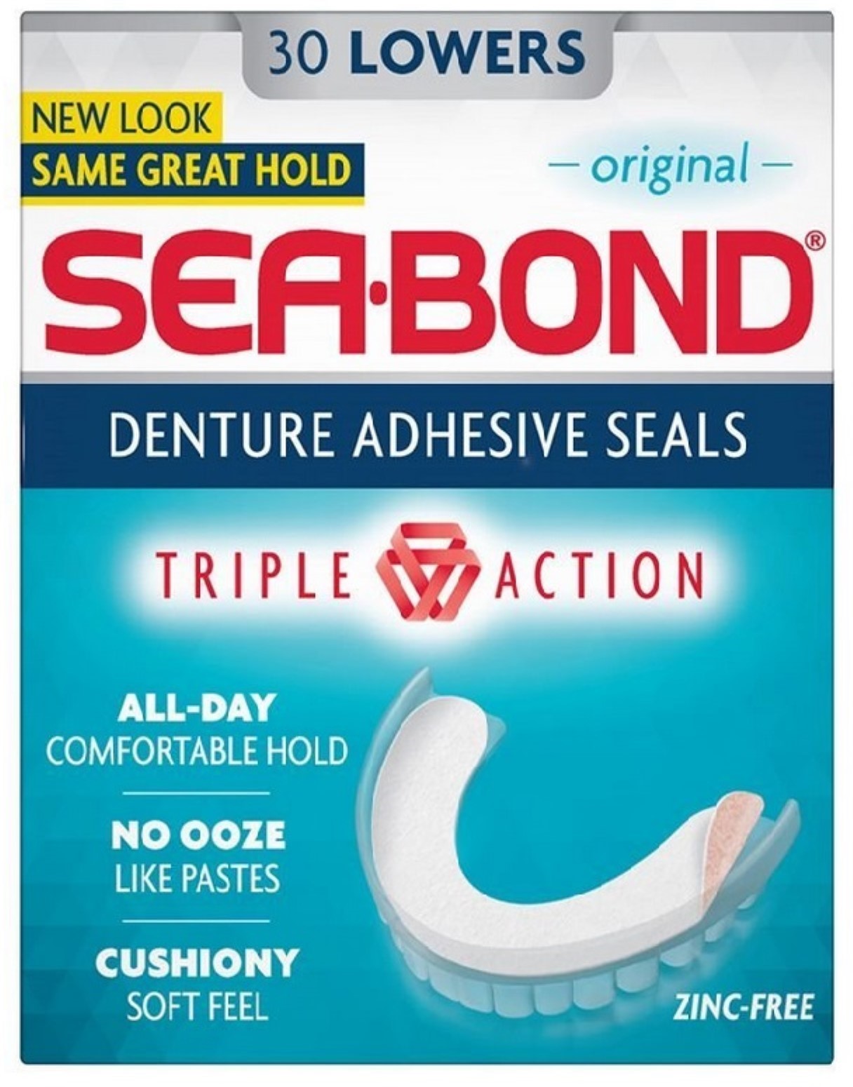 Sea Bond Secure Denture Adhesive Seals, For an All Day Strong Hold, 30 Original Flavor Seals for