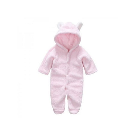 

Infant Baby Girl Boy Fall Winter Outfits Bear Ears Hooded Romper Jumpsuit Bodysuit Warm Fleece Clothes Toddle lothing Fleece Clothing 0-12 M