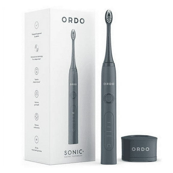 Ordo Sonic Electric Toothbrush Advanced Smart Tech with 4 Brushing Modes Fast Rechargeable Battery and Silicone-Polishing Element USB Charger for Adults Black Charcoal Grey