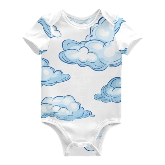 Blue Clouds Pure Cotton Bodysuit Short Sleeve Pajamas One-Piece Romper Unisex 3 Months
