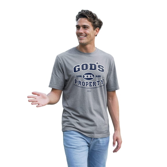 Kerusso Unisex Short Sleeve Casual T-Shirt, God's Property, Sport Grey, SM