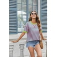 thumbnail image 5 of Zeagoo Womens Tops Casual Oversized Short Sleeve Sweatshirt Summer Striped Shirt Crewneck Pullover Loose T Shirts, 5 of 9