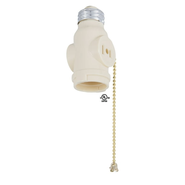 B&P Lamp Pull Chain Two Outlet Socket Adapter