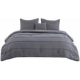 thumbnail image 7 of Queen Comforter Set - 4 Pieces Pinch Pleat Bed Set, Dark Grey Boho Bedding for All Season, 1 Soft Comforter, 2 Pillowcases, 1 Decorative Pillow, 7 of 7