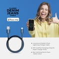 thumbnail image 4 of Liquipel Powertek 6 FT Denim USB-A to Lightning Charging Cable, Blue, 4 of 7