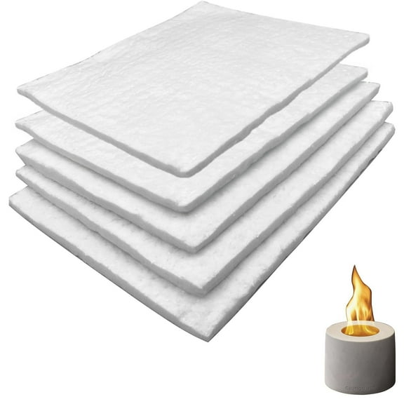 5Pcs Ceramic Wool Wick Sponge for Bioethanol Fireplaces, 12 x 8 inch Ceramic Wool Sponge Replacement Ceramic Fiber Insulation for Tabletop Fire Pit