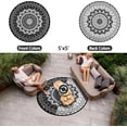 thumbnail image 5 of Round Outdoor Rugs 5ft Waterproof Patio Plastic Straw Rug Reversible Camping Carpet Lightweight Indoor Area Rug for Picnic RV Camping Balcony Graden Beach Boho Porch Decor,Black and white, 5 of 9