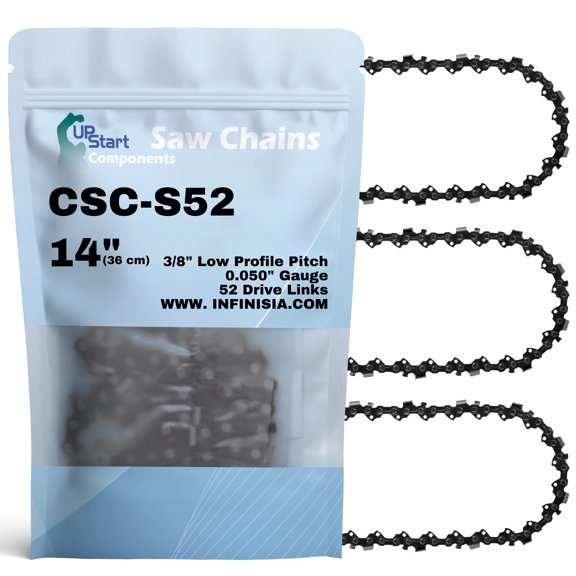 3-Pack 14-inch Chainsaw Chain Replacement for Homelite Super 240 Chainsaws - S52 (14", 3/8" Low Profile Pitch, 0.050" Gauge, 52 Drive Links)