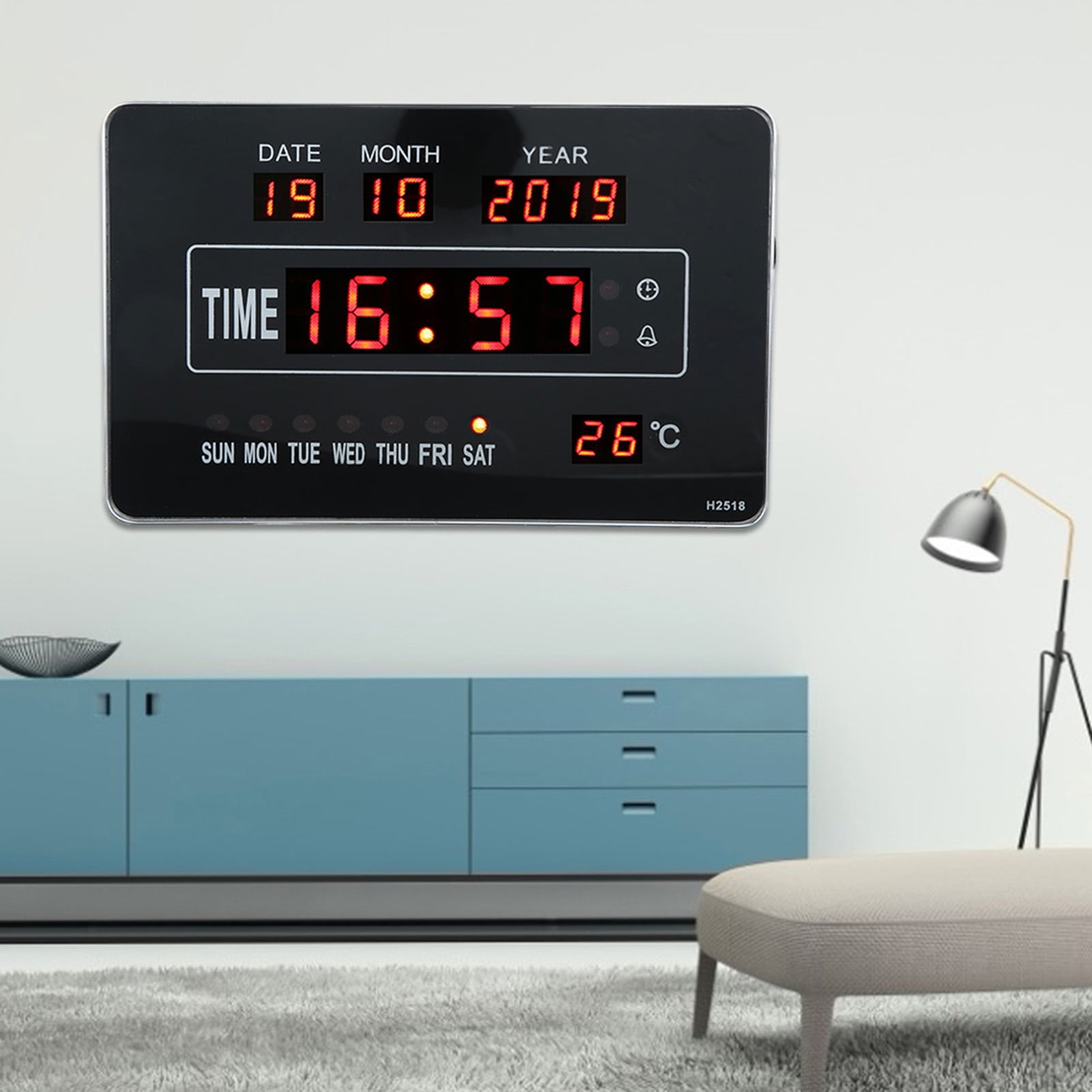 Fyydes LED Digital Calendar Day Alarm Clock, Date Display