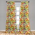 thumbnail image 5 of Ambesonne Vegetables Curtains, Smile Kawaii Foods, Pair of 28"x63", Multicolor, 5 of 5