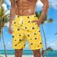 thumbnail image 2 of Puntoco Men short pants Clearance Men Casual Print Shorts with Pockets Elastic Waist Beach Pants Yellow XL(XL), 2 of 5