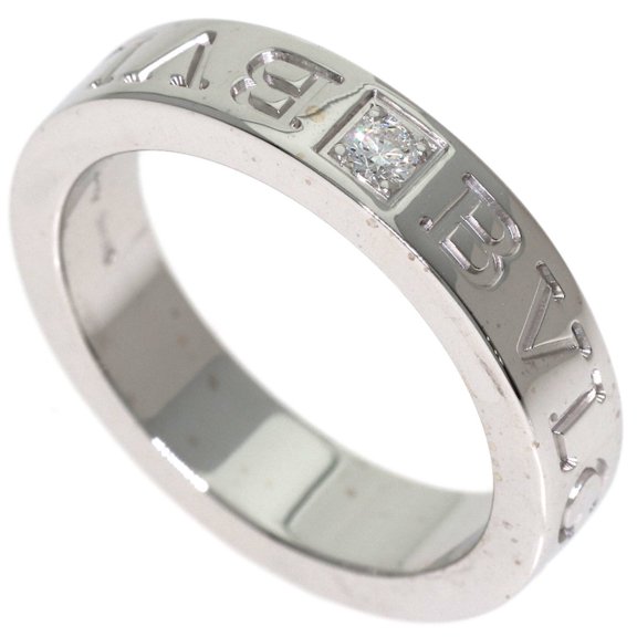 Pre-Owned Bulgari Double Logo 1P Diamond Ring, 18K White Gold, Women's BVLGARI
