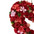 thumbnail image 4 of Artificial Floral Valentine's Day Wooden Rose Heart Wreath - 13.5", 4 of 6