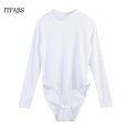 thumbnail image 2 of Mialoley Women Bodysuit Long Sleeve Solid Color Mock Neck  Bodycon Jumpsuit, 2 of 6