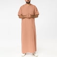 thumbnail image 2 of MSJUHEG Robe Mens Robe Dolman Crew Neck Short Sleeve Mens Casual Solid Round Neck Zipper Muslim Robe Short Sleeve Jubba Thobe Robe For Women Long Khaki Xxxxl, 2 of 9