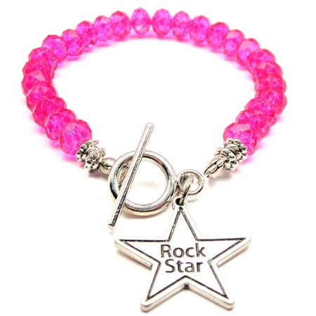 Crystal Star Charm Bracelet - Chubby Chico Charms Rock Star Crystal Toggle Bracelet in Hot Pink
