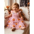 thumbnail image 5 of BemeyourBBs Toddler Baby Girl Halloween Dress Outfit Flying Sleeve 3D Pumpkin Ghost Decor Shinny Star Tutu Tulle Dress Little Girls Summer Fall Cake Smash Party Dress, 5 of 9