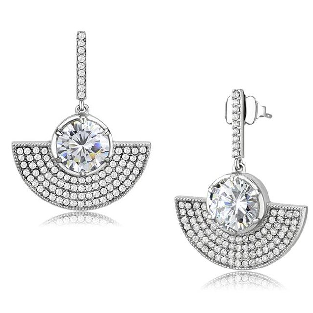 Boucles d'Oreilles en Acier Inoxydable Sans Placage avec AAA Grade CZ in Clear