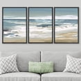 thumbnail image 3 of PixonSign Framed Wall Art Set Teal Sky Ocean Wave Beach Shore Nature Wilderness Illustrations Art Decor Chic Scenic Modern Art for Living Room, Bedroom, Office - 16"x24"x3 Black, 3 of 5